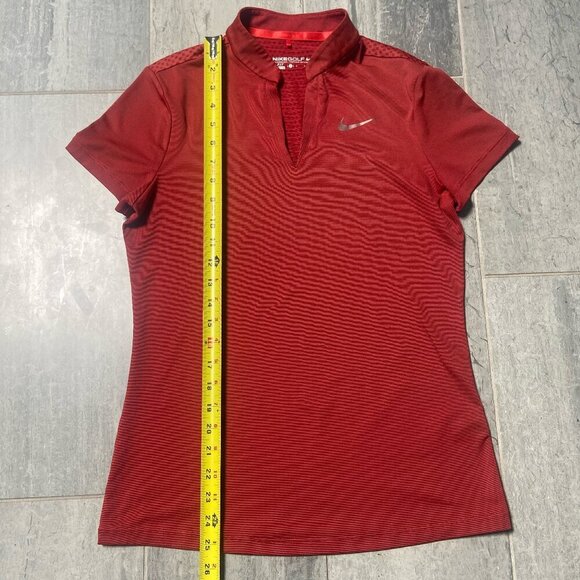 Nike Golf Dri-FIT V-Neck Collarless Lightweight Polo Tee Shirt Red Size Small - Picture 6 of 10